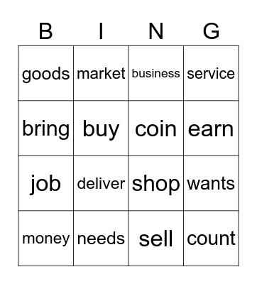 Market Bingo Card