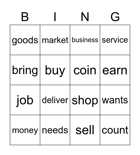 Market Bingo Card