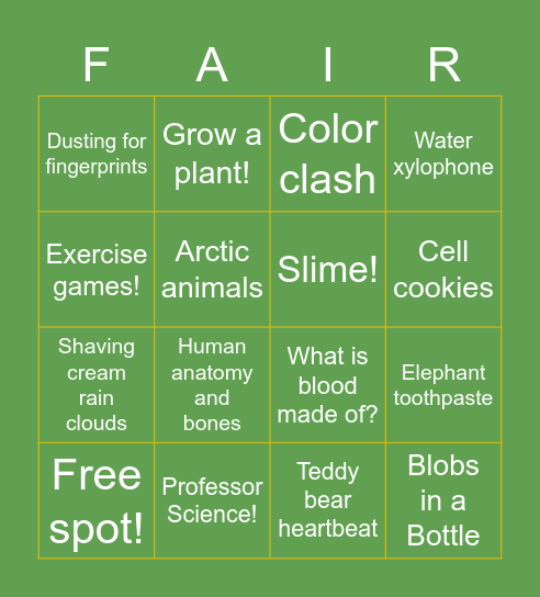 Science Bingo Card