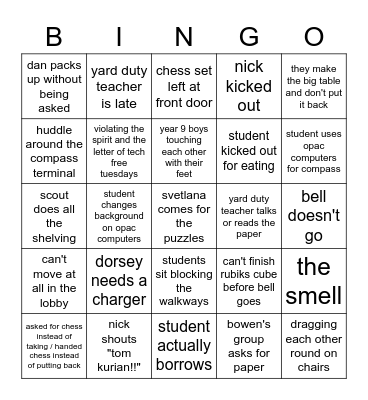 library break bingo Card