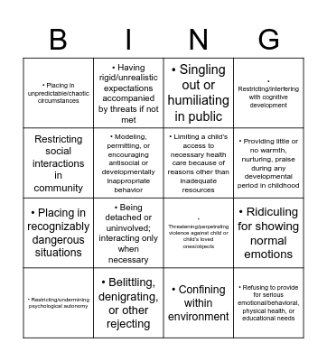 are you tramuarised Bingo Card