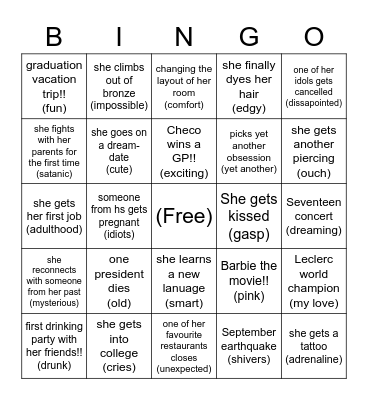 Ray's 2023 Bingo Card