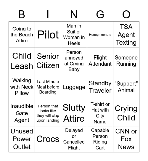 Airport Bingo Card