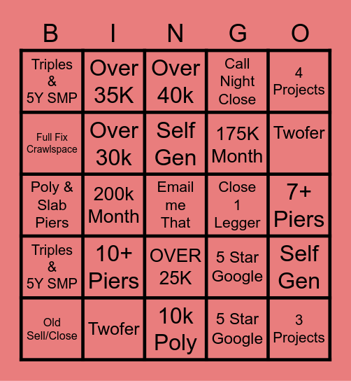 AFS Bingo Card