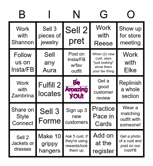 WHBM Bingo Challenge!!! Bingo Card