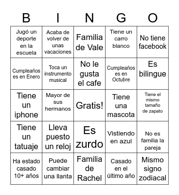 Wedding Bingo Card