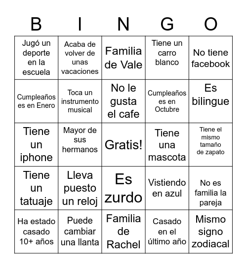 Wedding Bingo Card