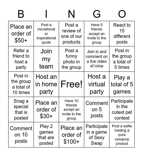 VIP BINGO! Bingo Card