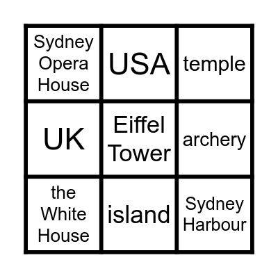Eye on the World Bingo Card