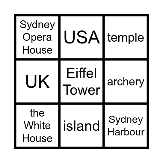 Eye on the World Bingo Card
