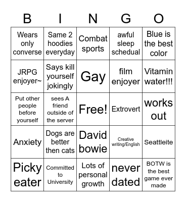 Jack Bingo!! Bingo Card