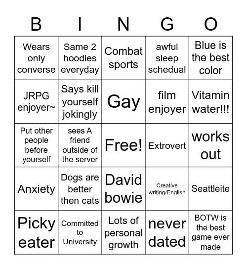 Jack Bingo!! Bingo Card