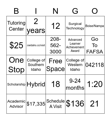 CWI BINGO Card