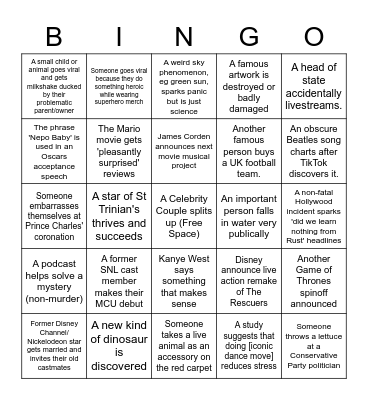 2023 Bingo Card Bingo Card