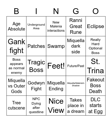 Elden Ring Bingo Card