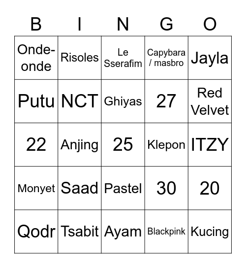 Bingo Efran Bingo Card