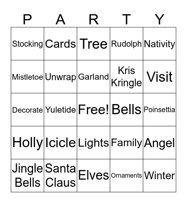 Holiday Party Bingo Card
