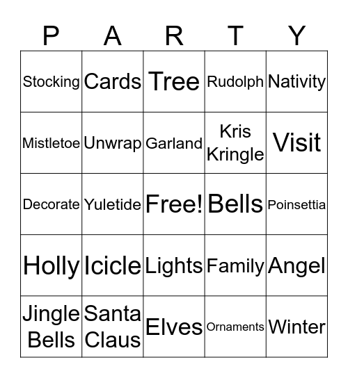 Holiday Party Bingo Card