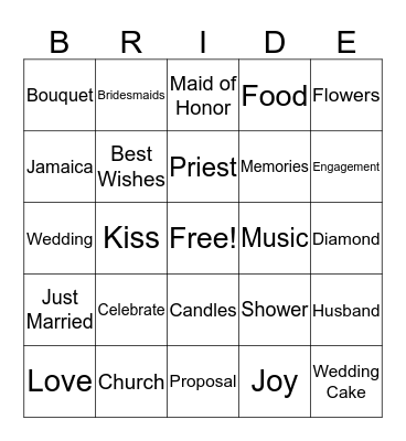 Wedding Bingo Card