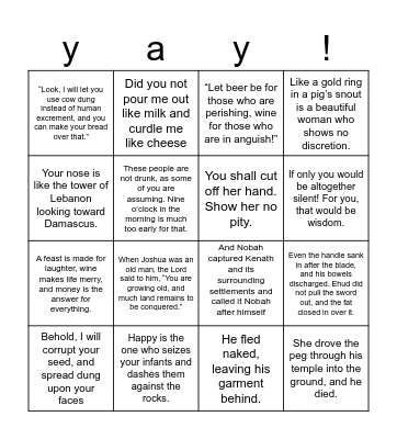 the Bible Bingo Card