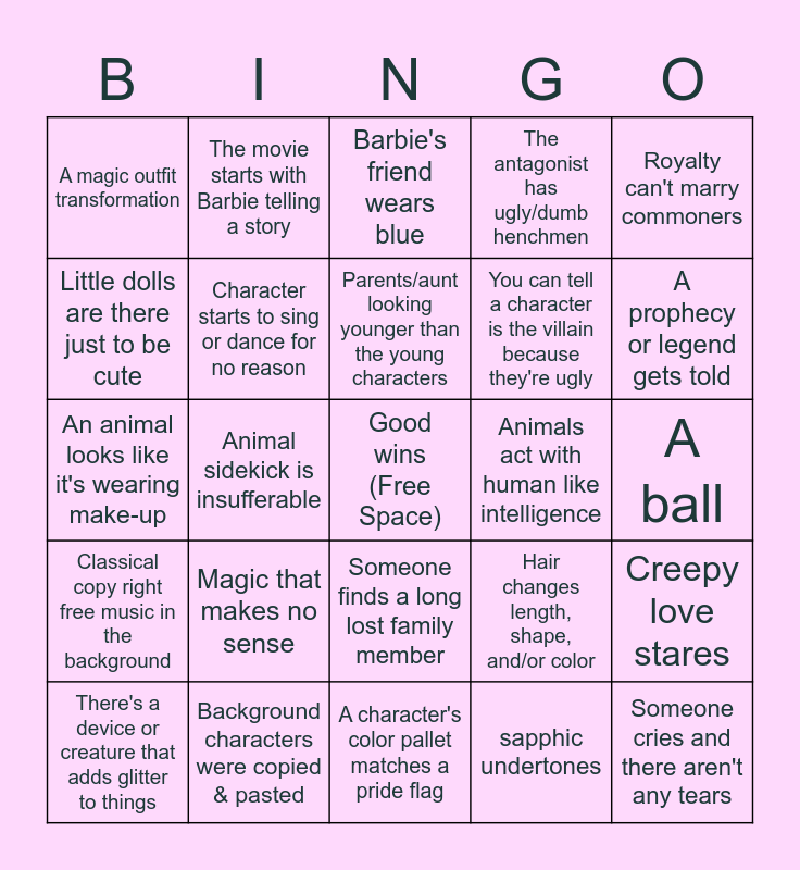 Barbie Bingo Card