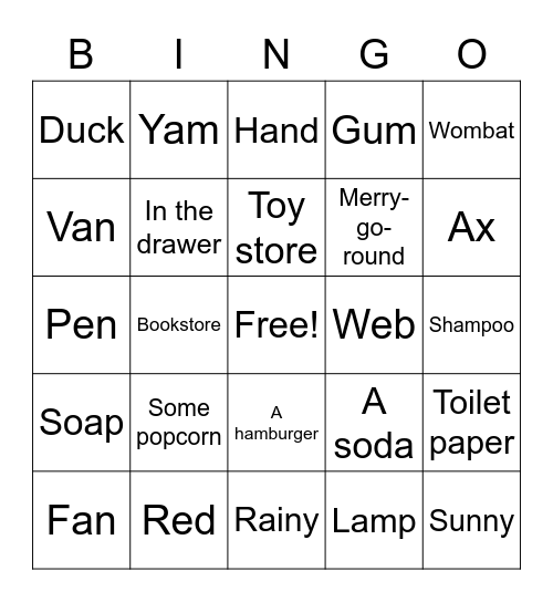 C5 Lesson 21 Book D Bingo Card