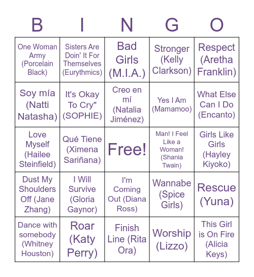 WIN Music Bingo Card