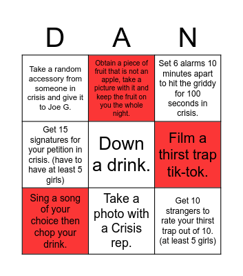 Tie Bingo (Red = Pres) Bingo Card