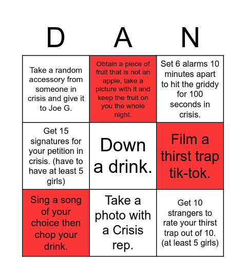 Tie Bingo (Red = Pres) Bingo Card