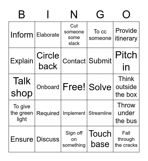 Let's talk business Bingo Card