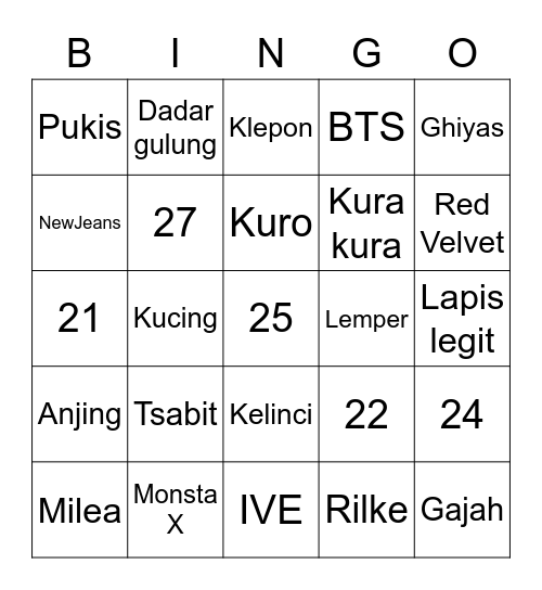 Agatha Arumira Bingo Card