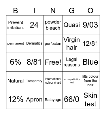 Hair colour bingo Card
