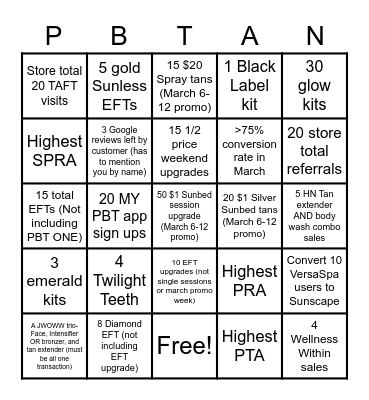 Aug 029 March BINGO Competition Bingo Card