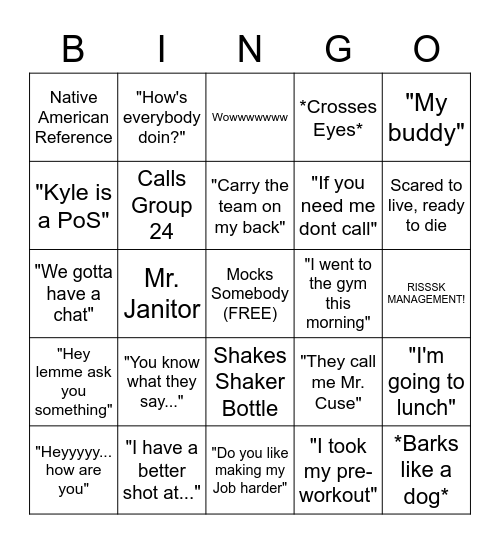 Ronny D Bingo Card