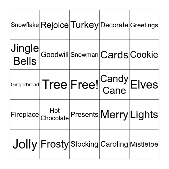 Holiday Party Bingo Card