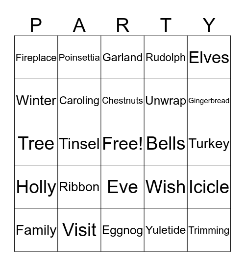 Holiday Party Bingo Card