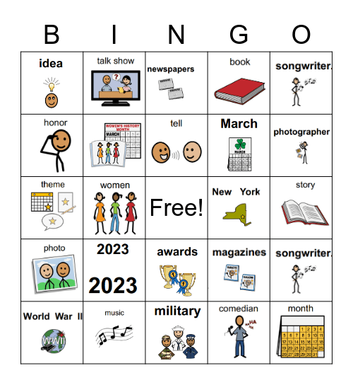 Women's History Month Bingo Card