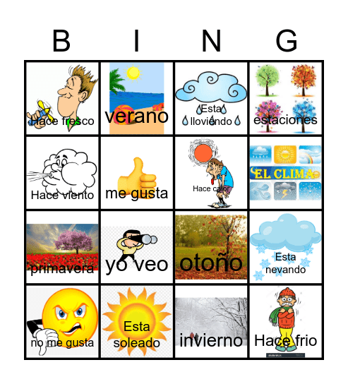 EL CLIMA Bingo Card