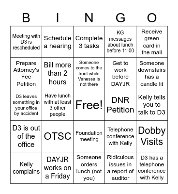 Amy's Bingo Card Bingo Card