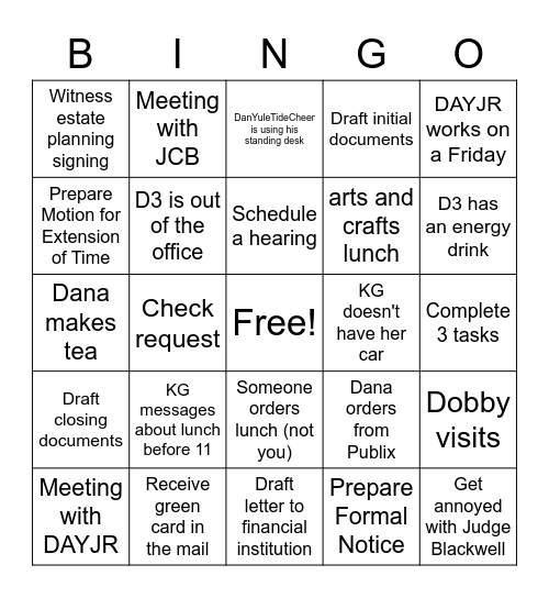 Julien's Bingo Card Bingo Card