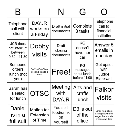 Dana's Bingo Card Bingo Card