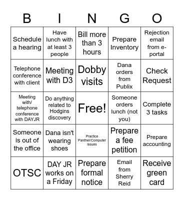 Kristina's Bingo Card Bingo Card