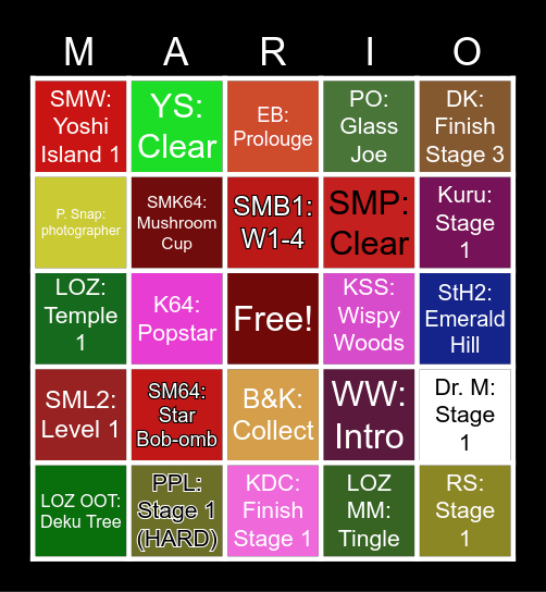 NSO Bingo Card