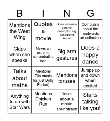 BETH BINGO Card