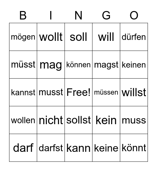 Wiederholung Bingo Card