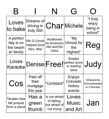 IceBreaker Bingo Card