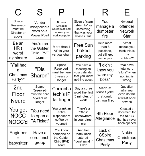 CSpire Bingo Card