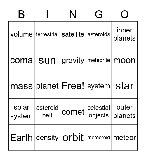 6.11A Bingo Card