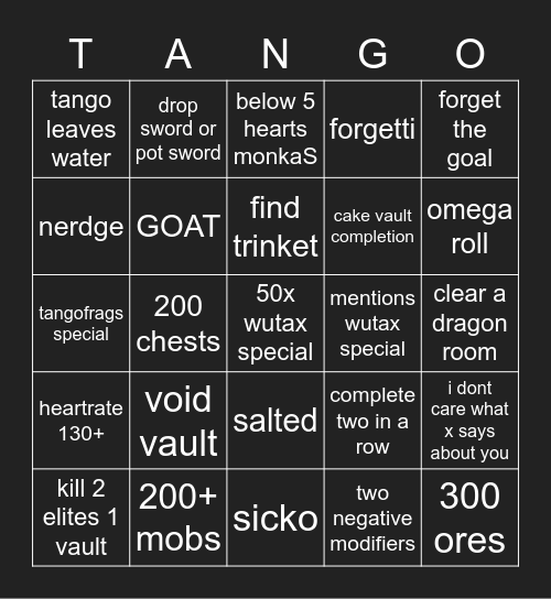 Fragged Bingo Card