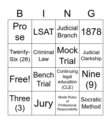Law Bingo Card